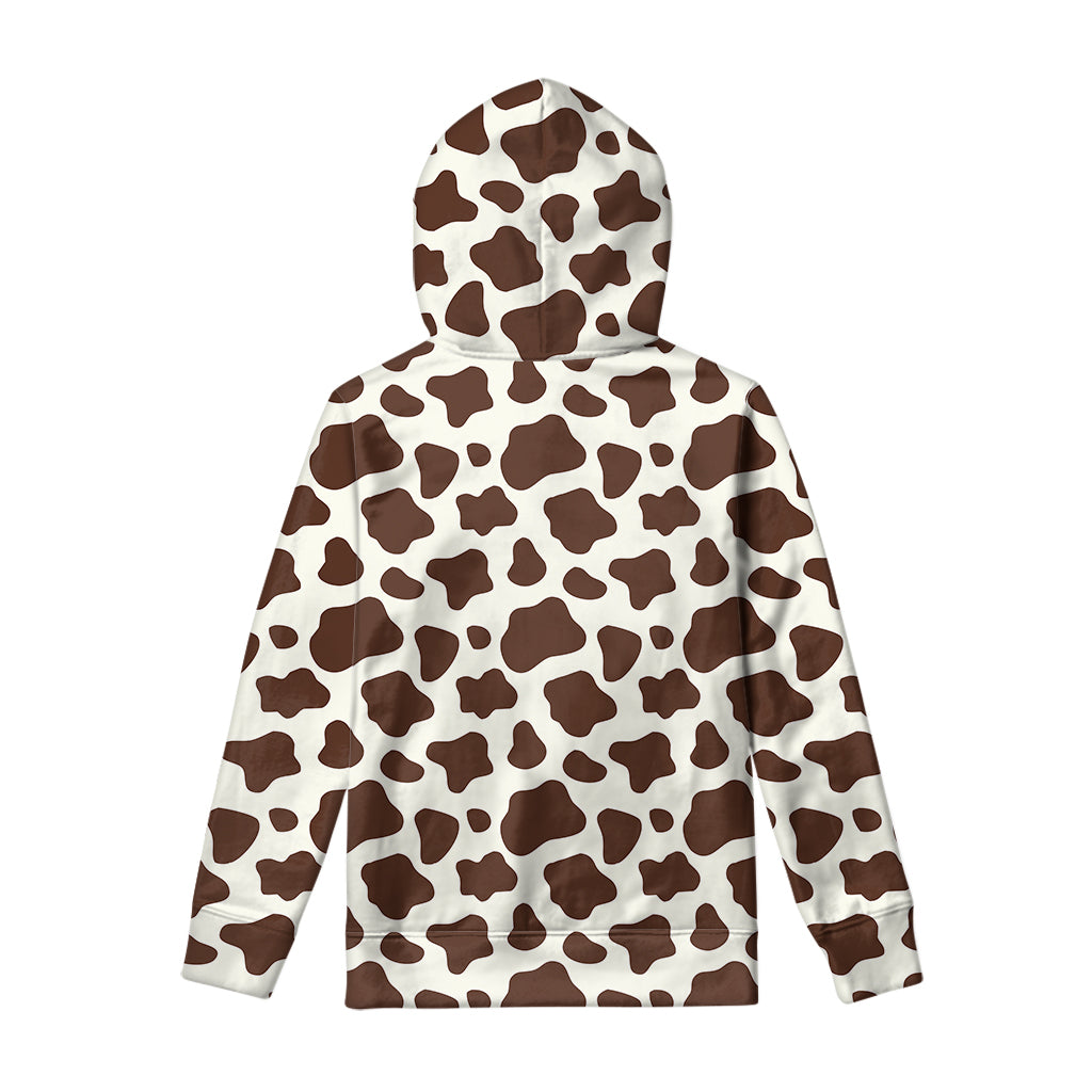 Brown And White Cow Print Pullover Hoodie
