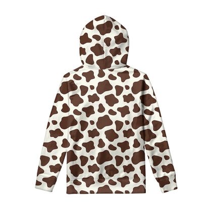 Brown And White Cow Print Pullover Hoodie