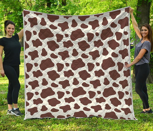 Brown And White Cow Print Quilt