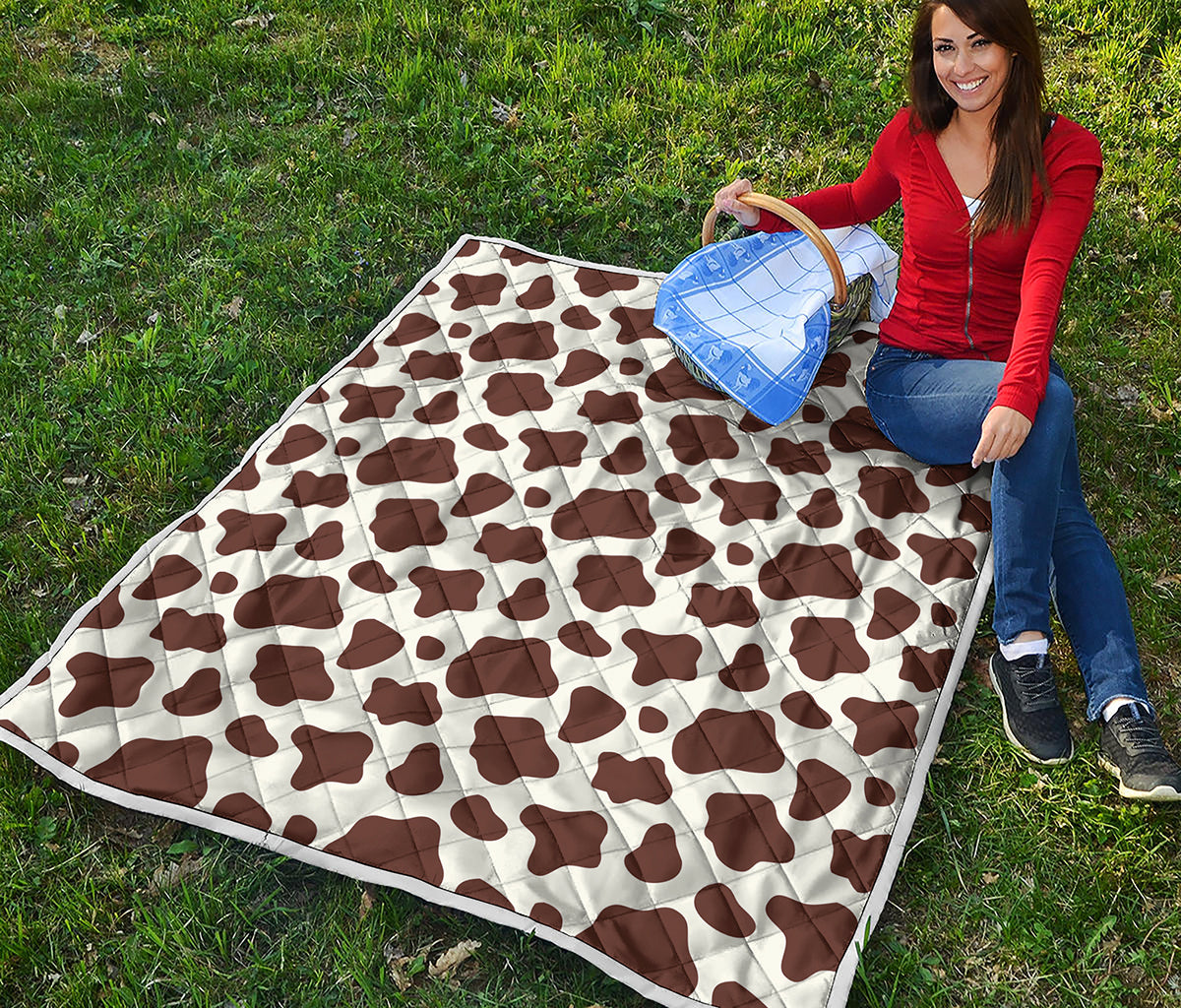 Brown And White Cow Print Quilt