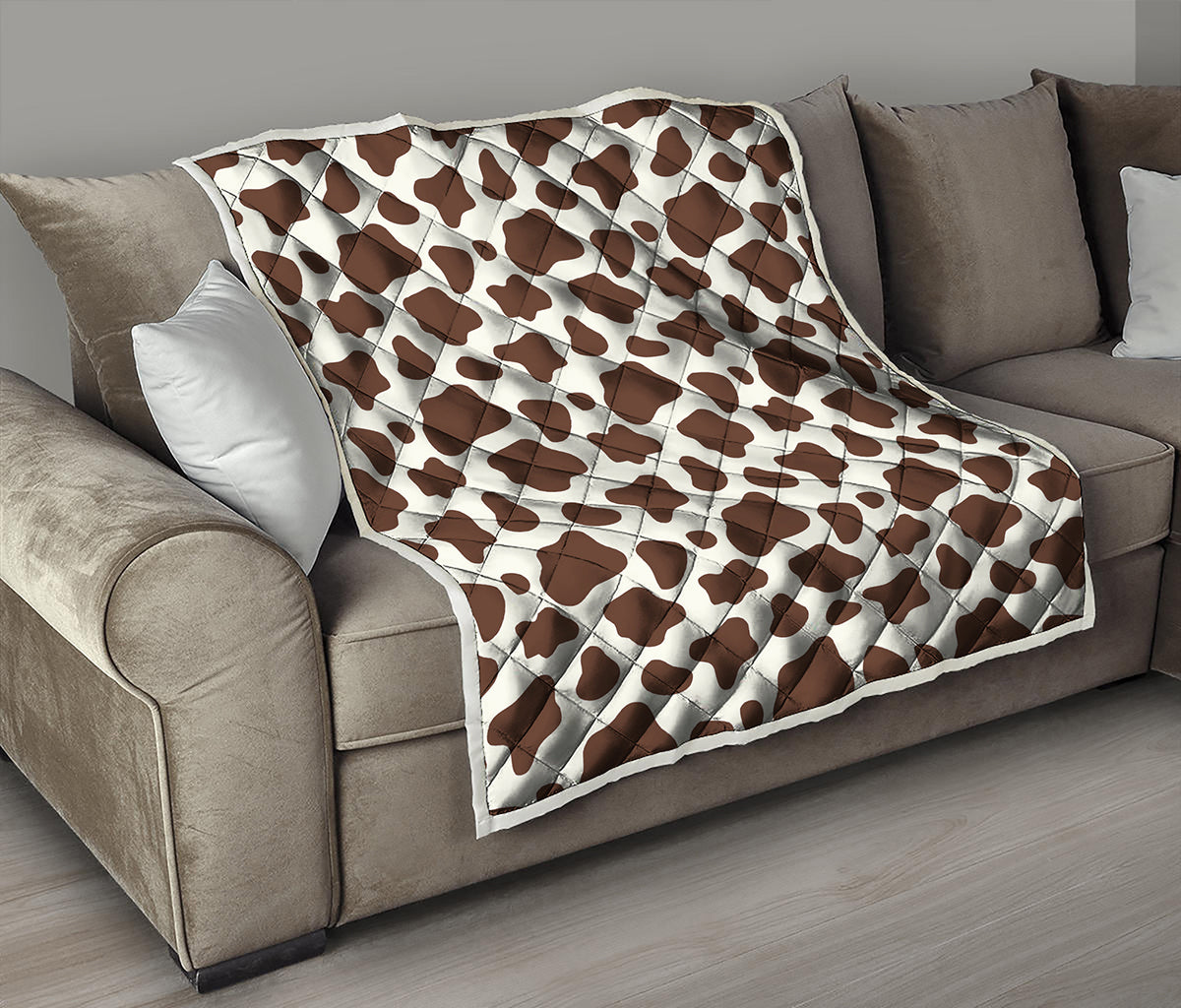 Brown And White Cow Print Quilt