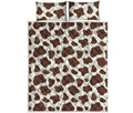 Brown And White Cow Print Quilt Bed Set