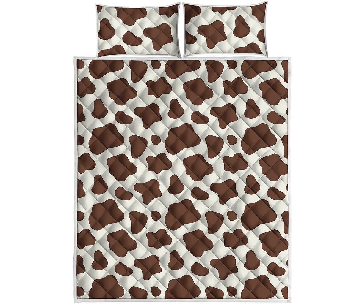 Brown And White Cow Print Quilt Bed Set