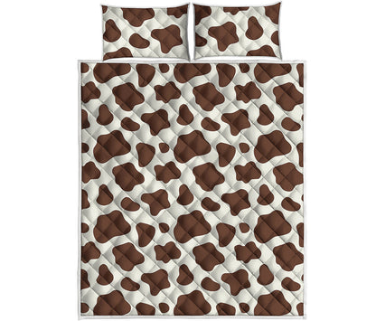 Brown And White Cow Print Quilt Bed Set