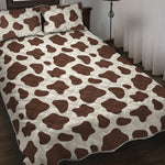 Brown And White Cow Print Quilt Bed Set