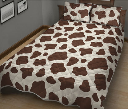 Brown And White Cow Print Quilt Bed Set