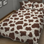 Brown And White Cow Print Quilt Bed Set