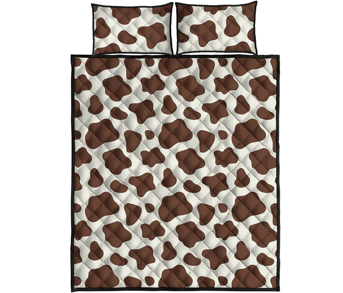 Brown And White Cow Print Quilt Bed Set