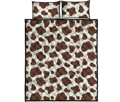 Brown And White Cow Print Quilt Bed Set