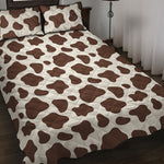 Brown And White Cow Print Quilt Bed Set