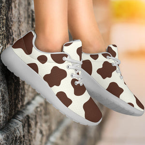 Brown And White Cow Print Sport Shoes GearFrost