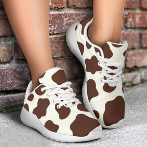 Brown And White Cow Print Sport Shoes GearFrost