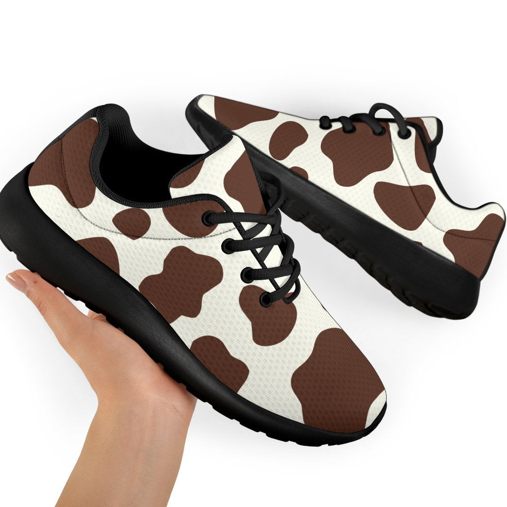 Brown And White Cow Print Sport Shoes GearFrost