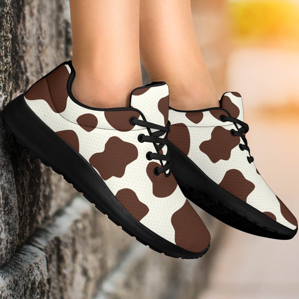 Brown And White Cow Print Sport Shoes GearFrost