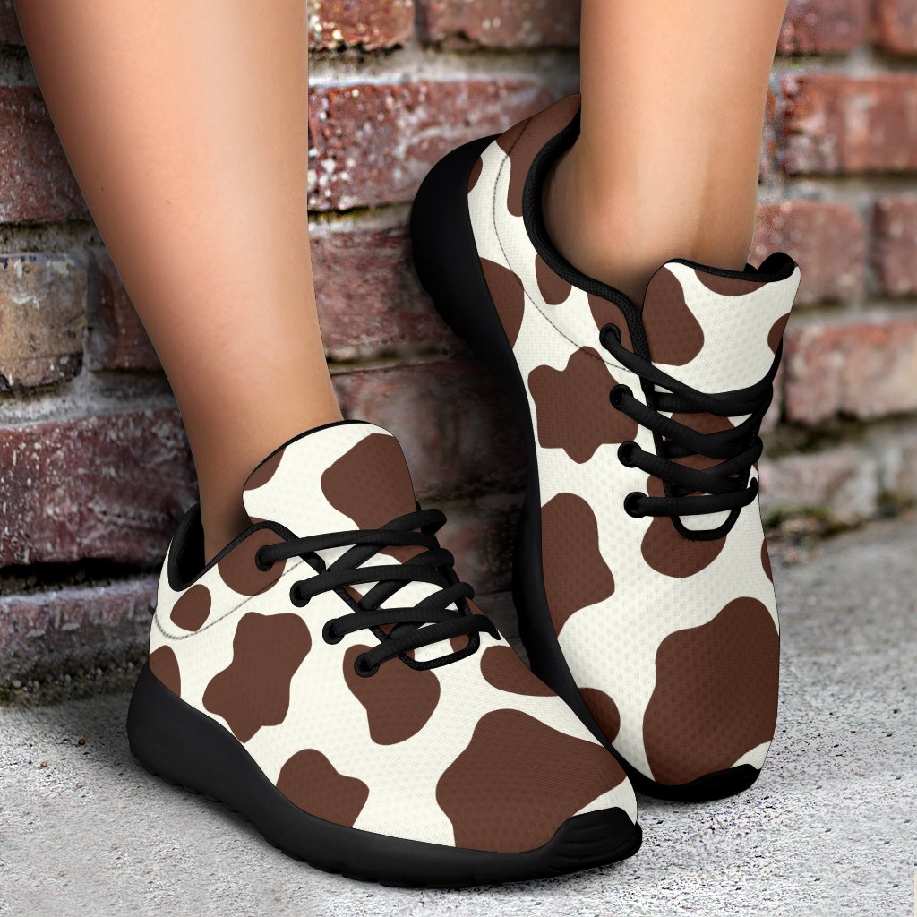 Brown And White Cow Print Sport Shoes GearFrost