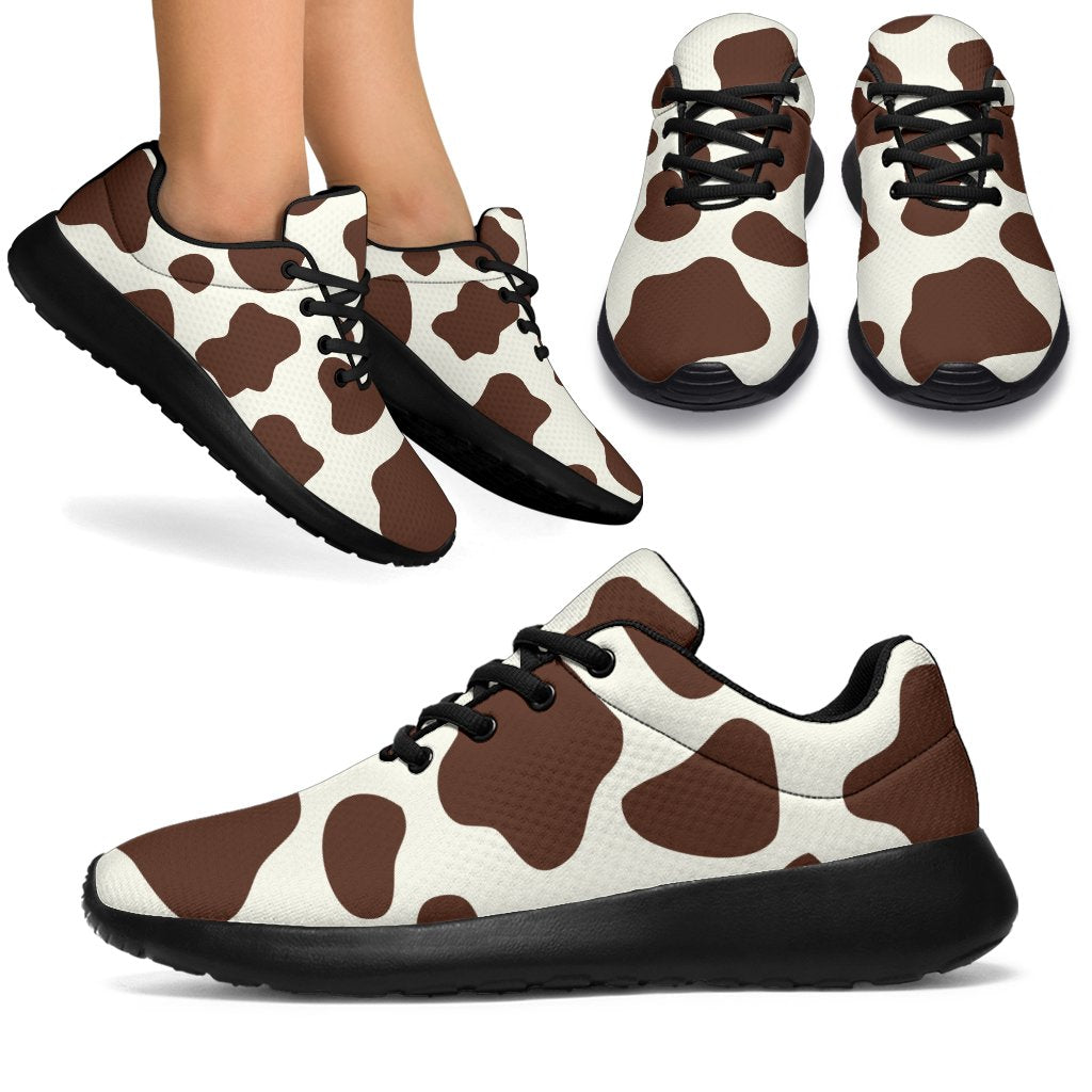 Brown And White Cow Print Sport Shoes GearFrost