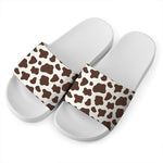 Brown And White Cow Print White Slide Sandals