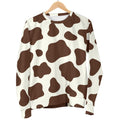 Brown And White Cow Print Women's Crewneck Sweatshirt