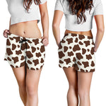 Brown And White Cow Print Women's Shorts