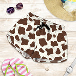 Brown And White Cow Print Women's Shorts