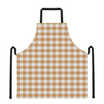 Brown And White Gingham Pattern Print Apron