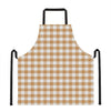 Brown And White Gingham Pattern Print Apron