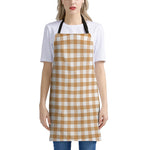 Brown And White Gingham Pattern Print Apron