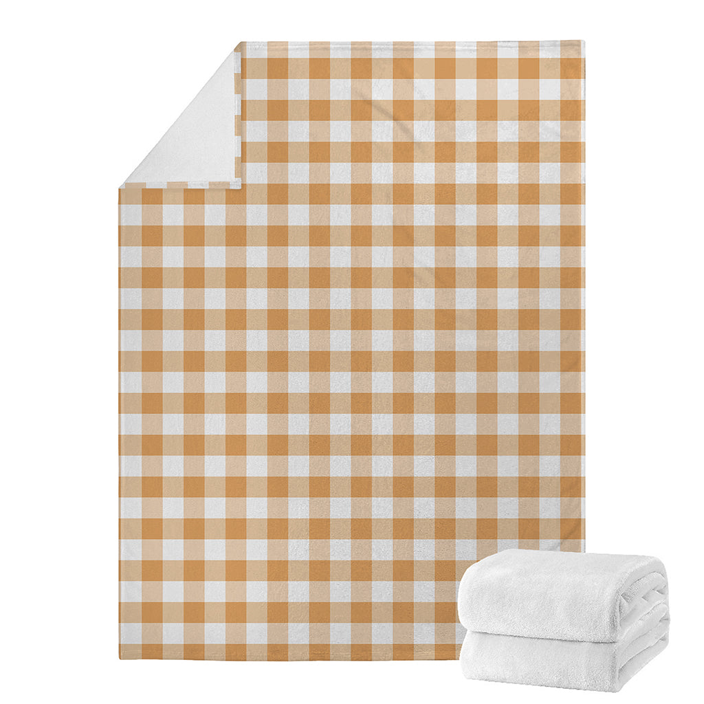 Brown And White Gingham Pattern Print Blanket