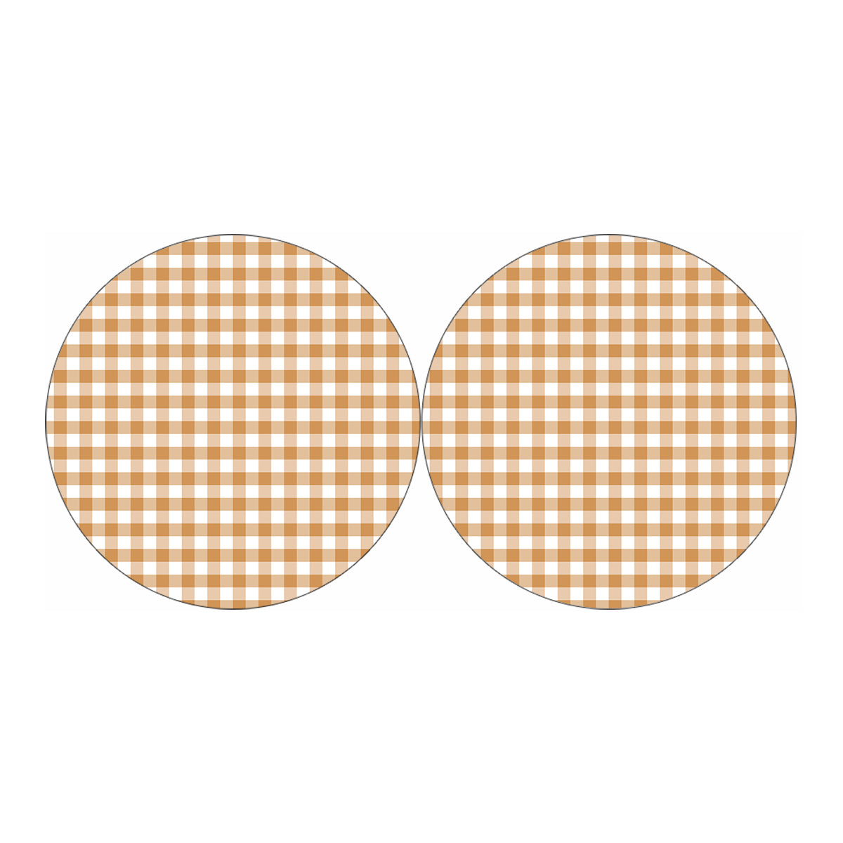 Brown And White Gingham Pattern Print Car Coasters