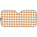 Brown And White Gingham Pattern Print Car Sun Shade