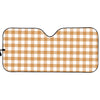 Brown And White Gingham Pattern Print Car Sun Shade