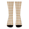 Brown And White Gingham Pattern Print Crew Socks