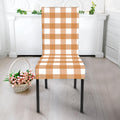 Brown And White Gingham Pattern Print Dining Chair Slipcover