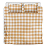 Brown And White Gingham Pattern Print Duvet Cover Bedding Set