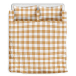 Brown And White Gingham Pattern Print Duvet Cover Bedding Set