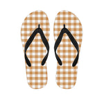 Brown And White Gingham Pattern Print Flip Flops