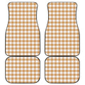 Brown And White Gingham Pattern Print Front and Back Car Floor Mats