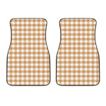 Brown And White Gingham Pattern Print Front Car Floor Mats