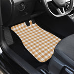 Brown And White Gingham Pattern Print Front Car Floor Mats