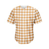 Brown And White Gingham Pattern Print Men's Baseball Jersey