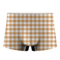 Brown And White Gingham Pattern Print Men's Boxer Briefs
