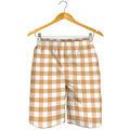 Brown And White Gingham Pattern Print Men's Shorts