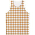 Brown And White Gingham Pattern Print Men's Tank Top