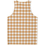 Brown And White Gingham Pattern Print Men's Tank Top
