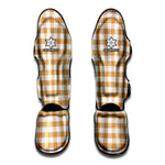 Brown And White Gingham Pattern Print Muay Thai Shin Guard