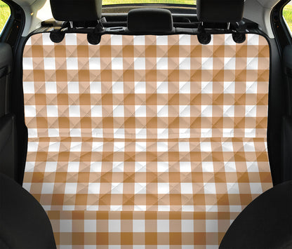 Brown And White Gingham Pattern Print Pet Car Back Seat Cover