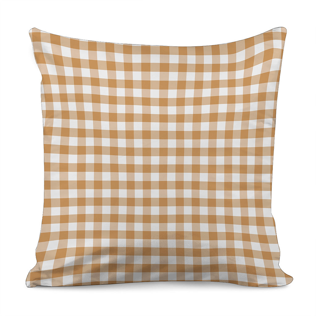 Brown And White Gingham Pattern Print Pillow Cover