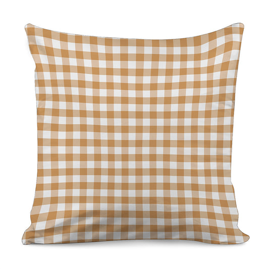 Brown And White Gingham Pattern Print Pillow Cover