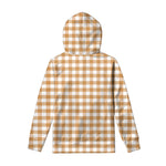 Brown And White Gingham Pattern Print Pullover Hoodie