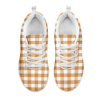 Brown And White Gingham Pattern Print White Sneakers